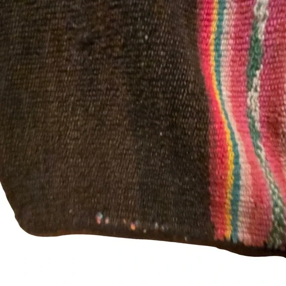 Vintage Hand Woven Andean Aguayo Manta Wool Textile Wabi-Sabi Folk Art 45x42